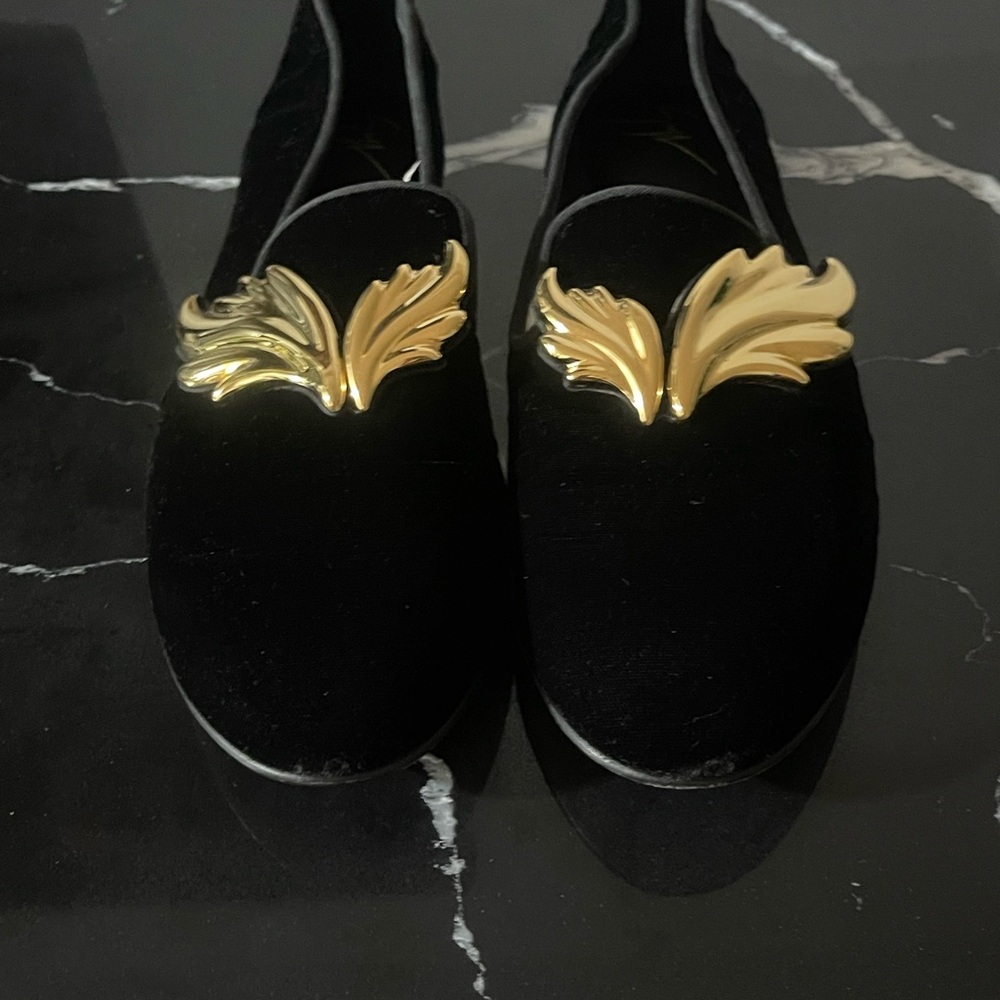 Giuseppe Zanotti Black Loafers with Gold Accent